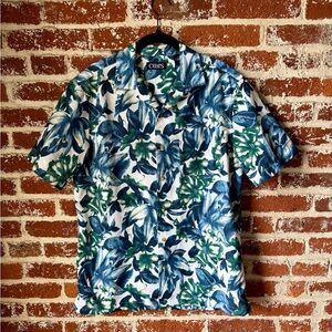 Chaps hawaiian blue and green floral button down